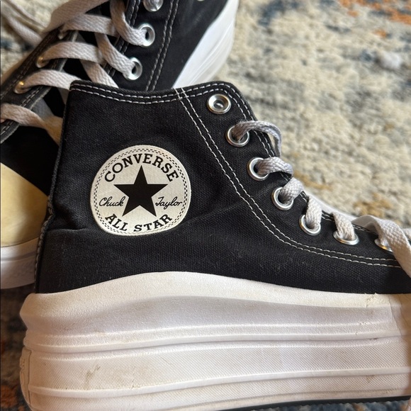 Converse Black and White Platform Canvas High-Tops size 7 - Picture 3 of 7